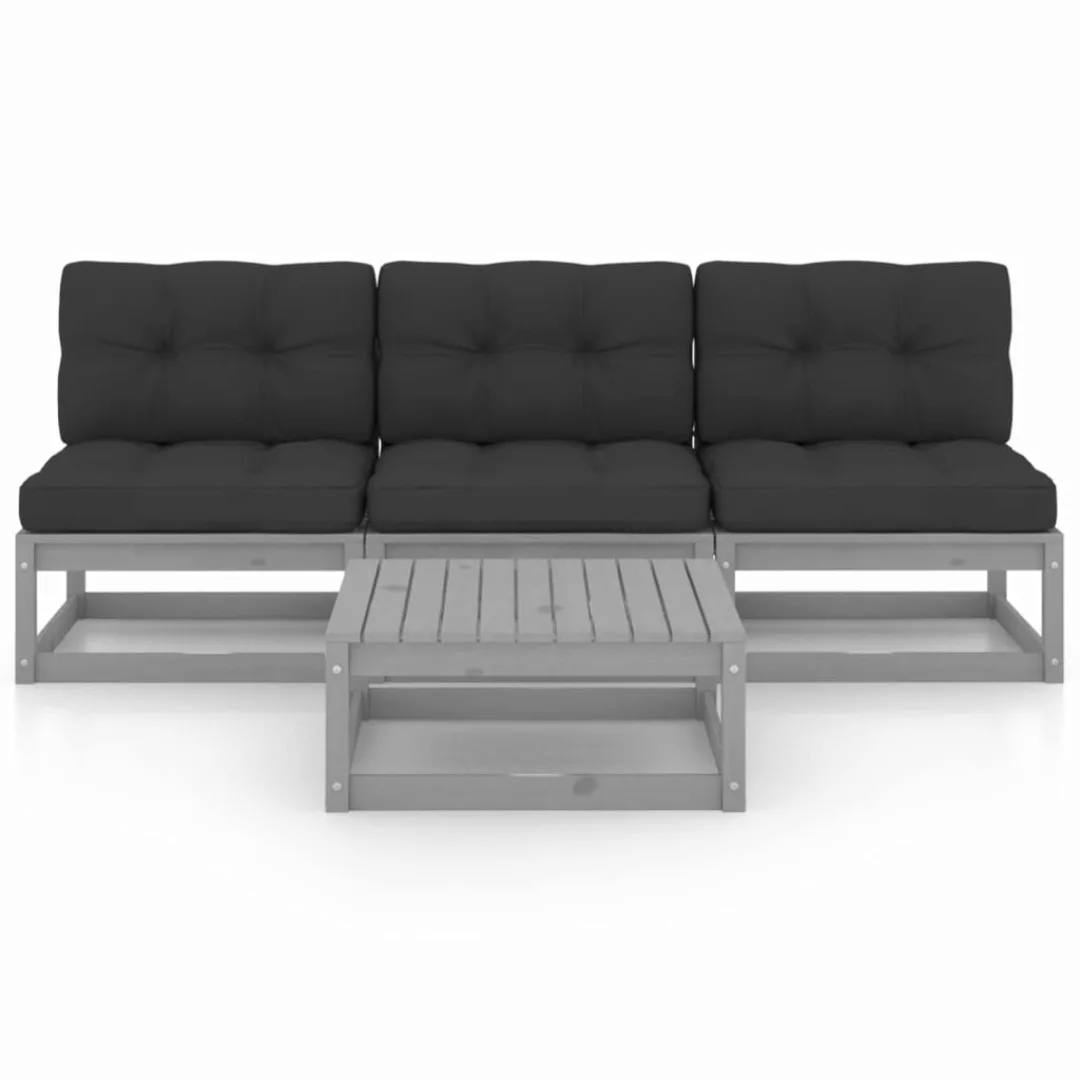 4-tlg. Garten-lounge-set Mit Kissen Kiefer Massivholz günstig online kaufen