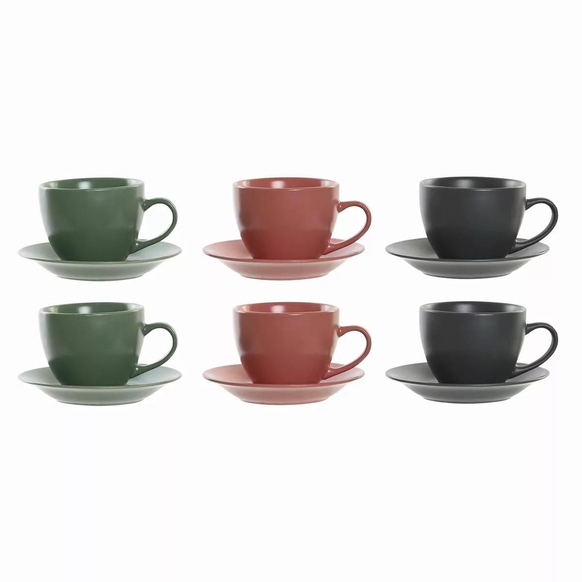 Set Aus 6 Teetassen Mit Teller Dkd Home Decor Rosa Weiß Grün Dunkelgrau günstig online kaufen