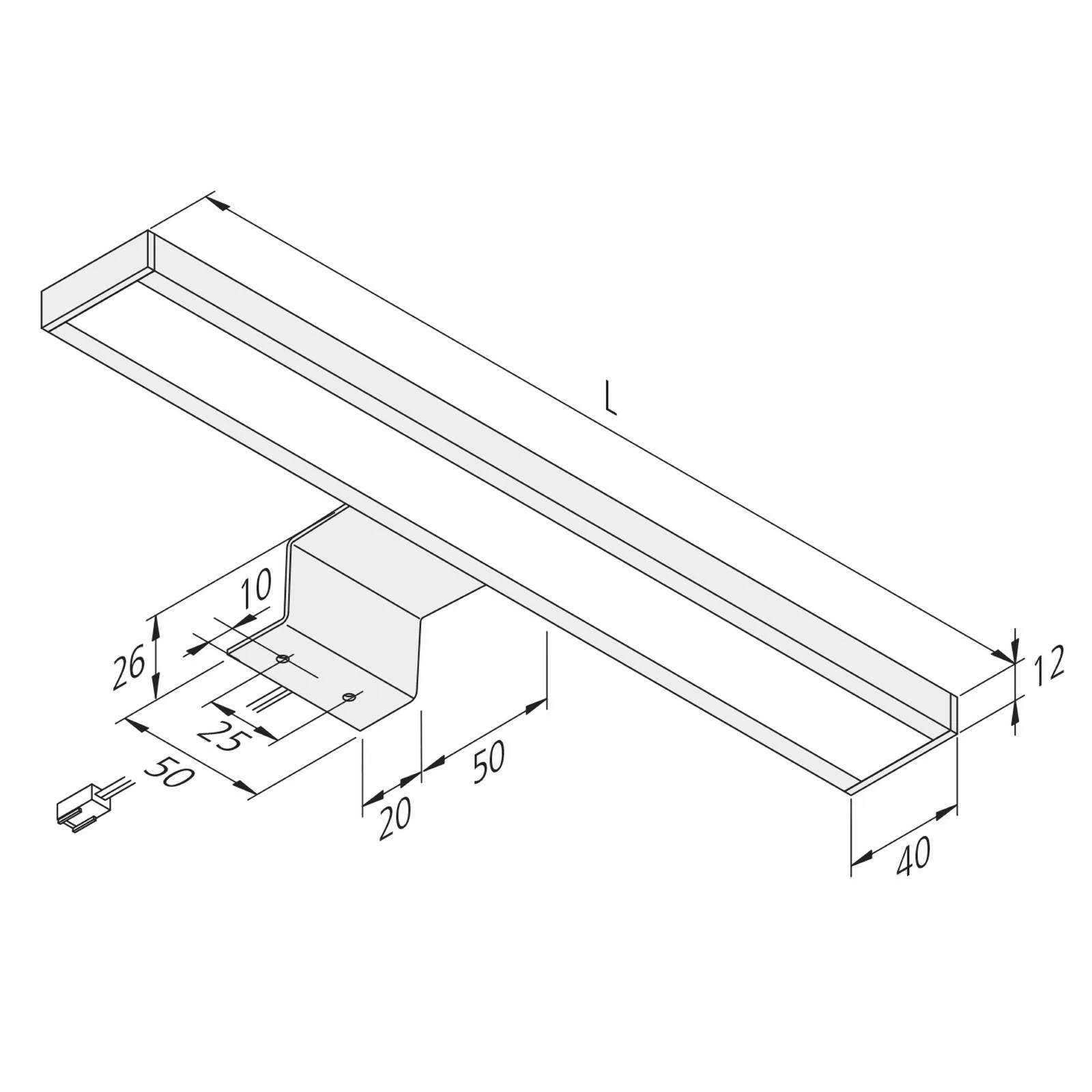 LED-Schrankaufbauleuchte Lugano 3.000K, 45 cm günstig online kaufen