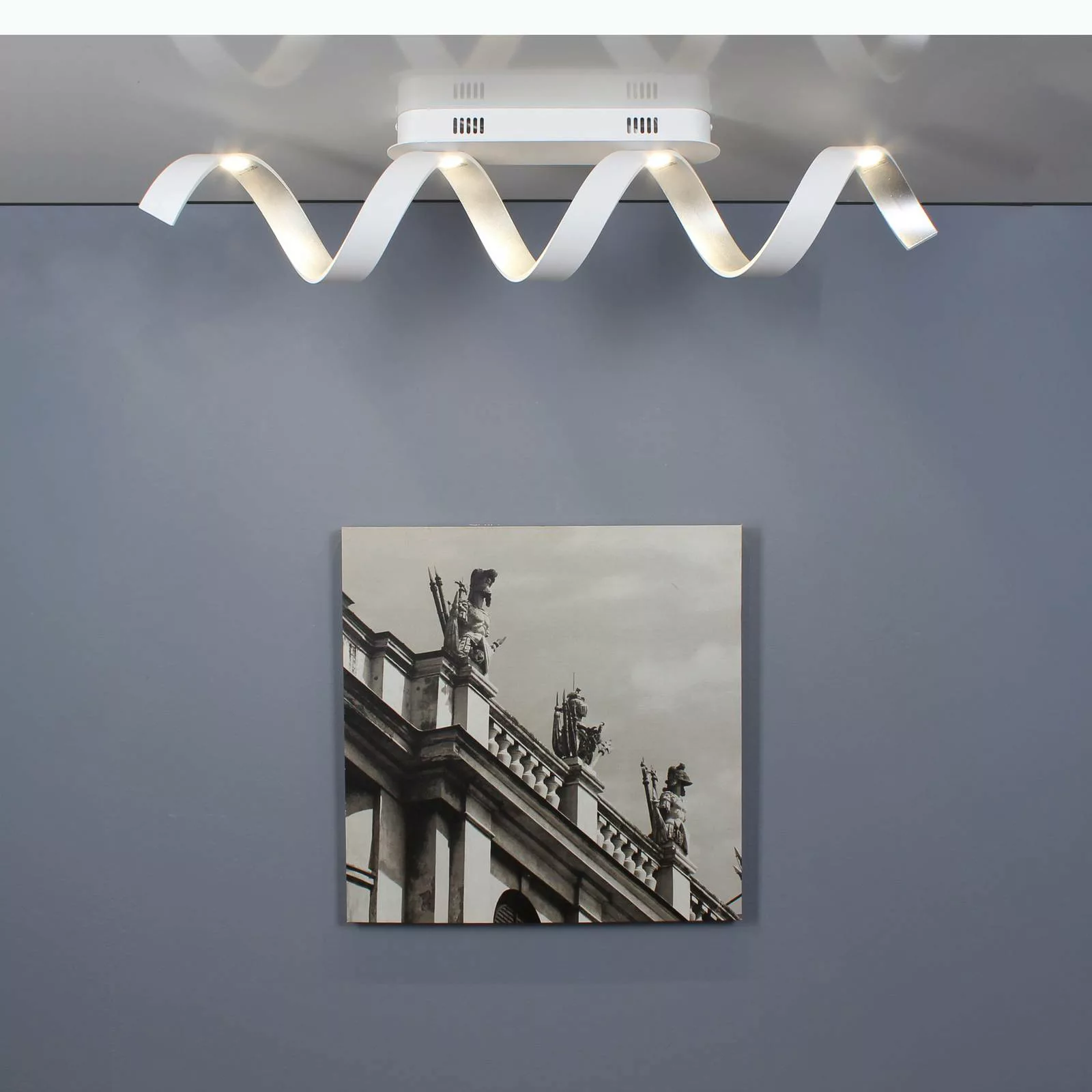 Luce Design LED-Deckenleuchte Helix Weiß-Silber 35 x 80 x 13,5 cm günstig online kaufen
