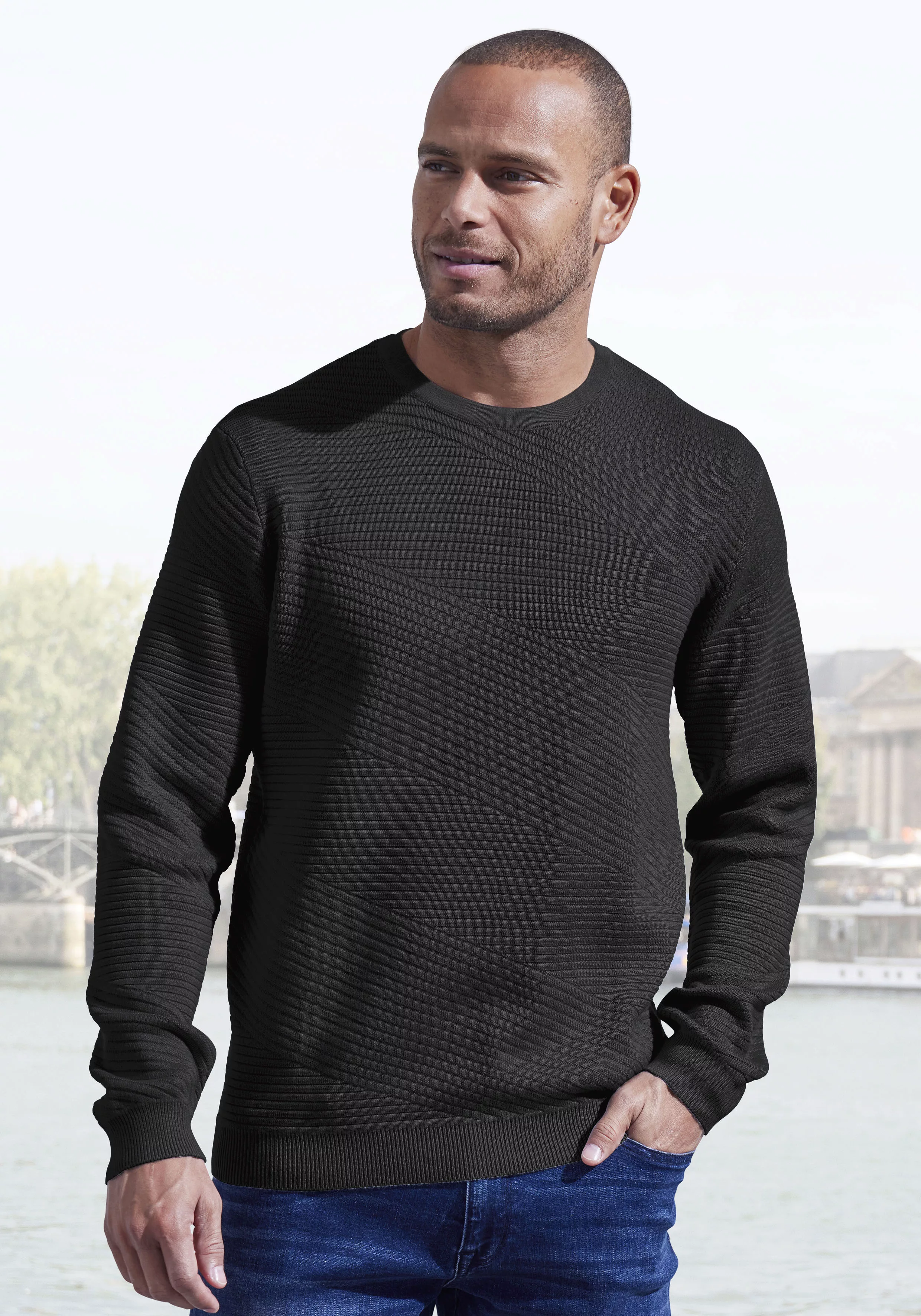 John Devin Strickpullover Pullover aus weichem Strukturstrick günstig online kaufen