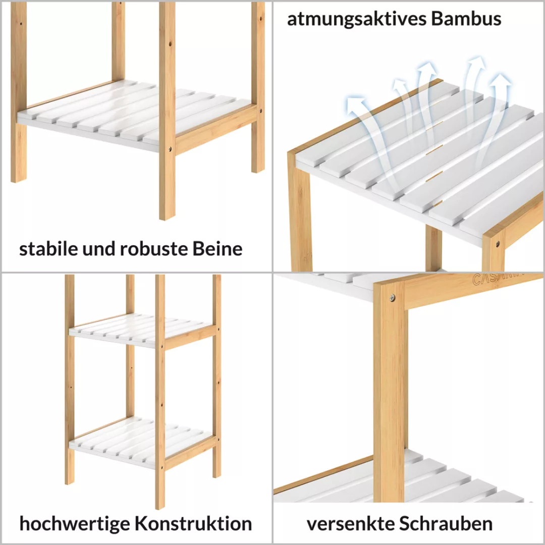 Standregal Bambus Weiß 140x33x34cm günstig online kaufen