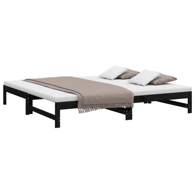 furnicato Bett Tagesbett Ausziehbar Schwarz 2x(100x200) cm Massivholz Kiefe günstig online kaufen