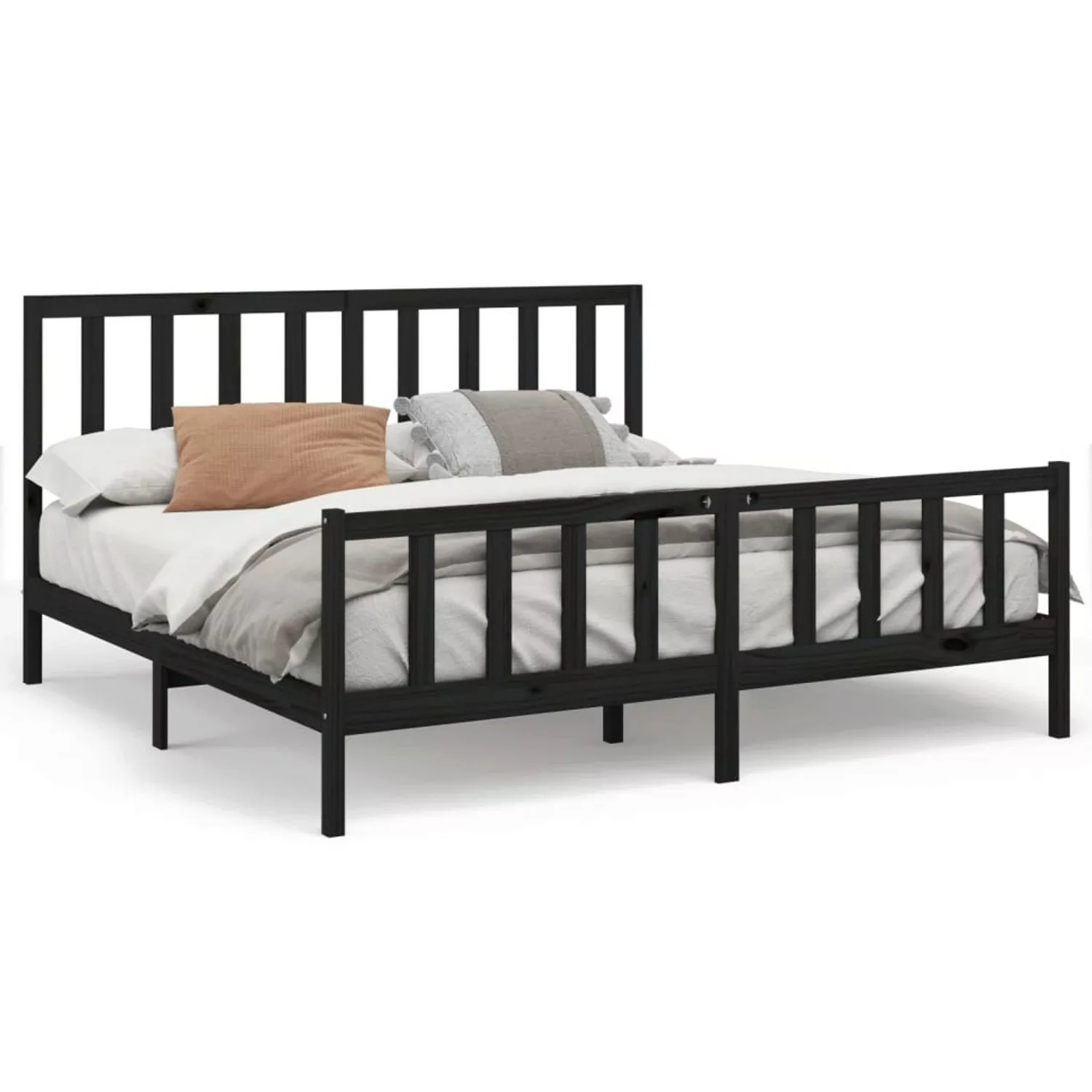 vidaXL Bettgestell Massivholzbett Schwarz Kiefer 200x200 cm Bett Bettgestel günstig online kaufen