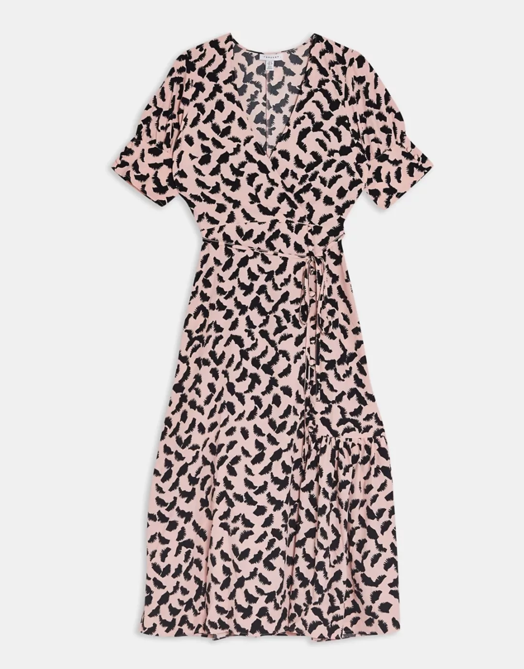 Topshop – Durchgeknöpftes Midi-Wickelkleid in Rosa günstig online kaufen
