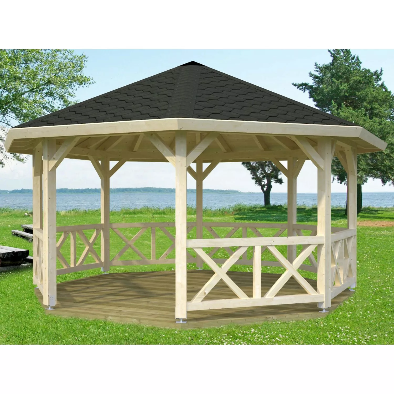 Palmako Holzpavillon "Betty", BxT: 551x551 cm, hellbraun günstig online kaufen