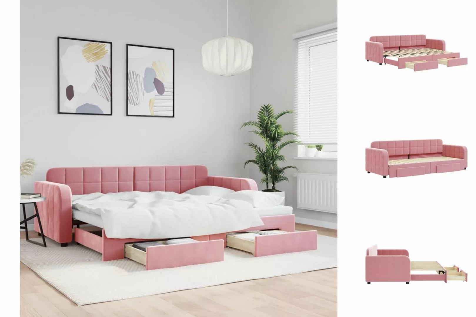 vidaXL Gästebett Gästebett Tagesbett Ausziehbar mit Schubladen Rosa 80x200 günstig online kaufen