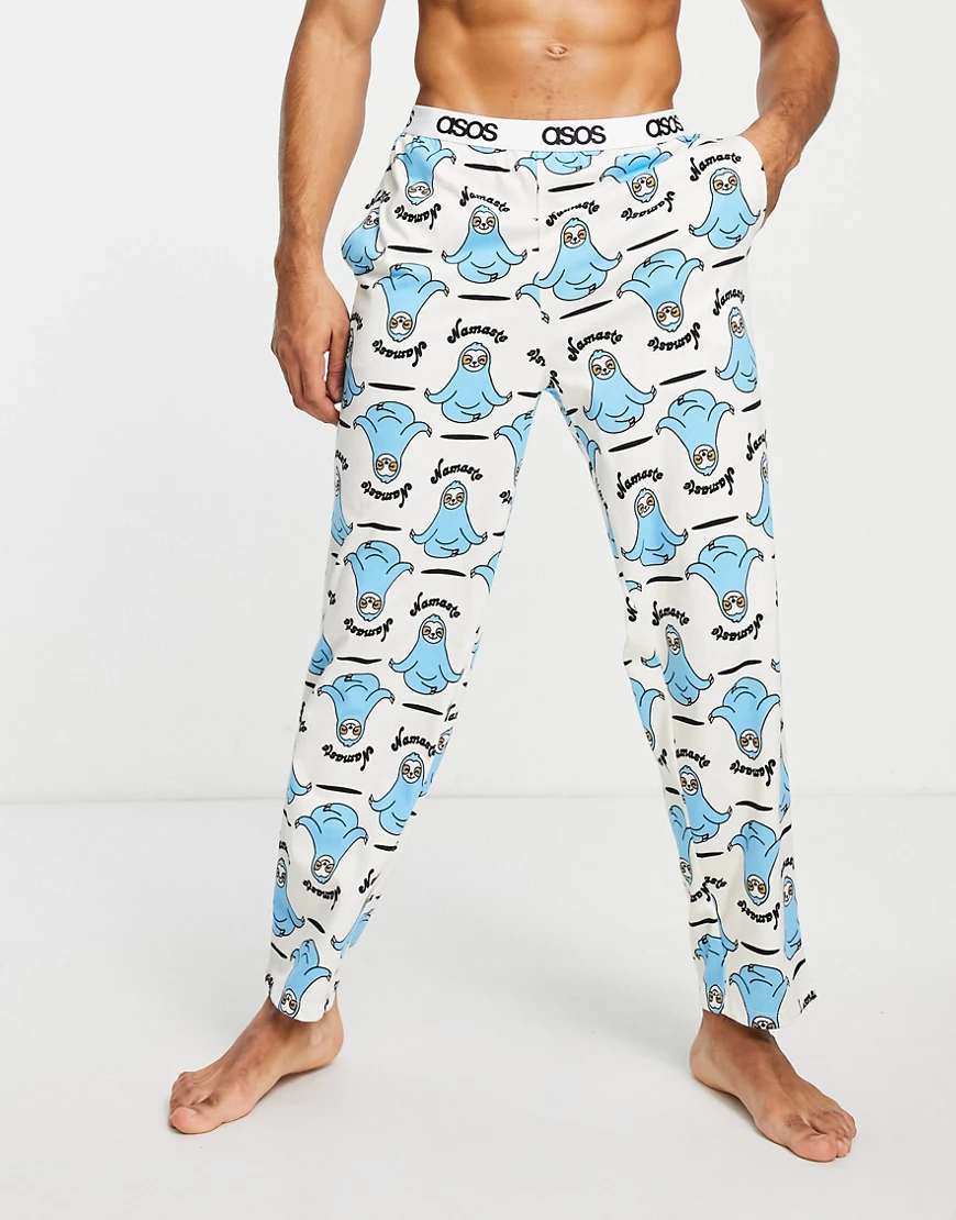 ASOS DESIGN – Lounge-Hose mit Novelty-Print-Mehrfarbig günstig online kaufen