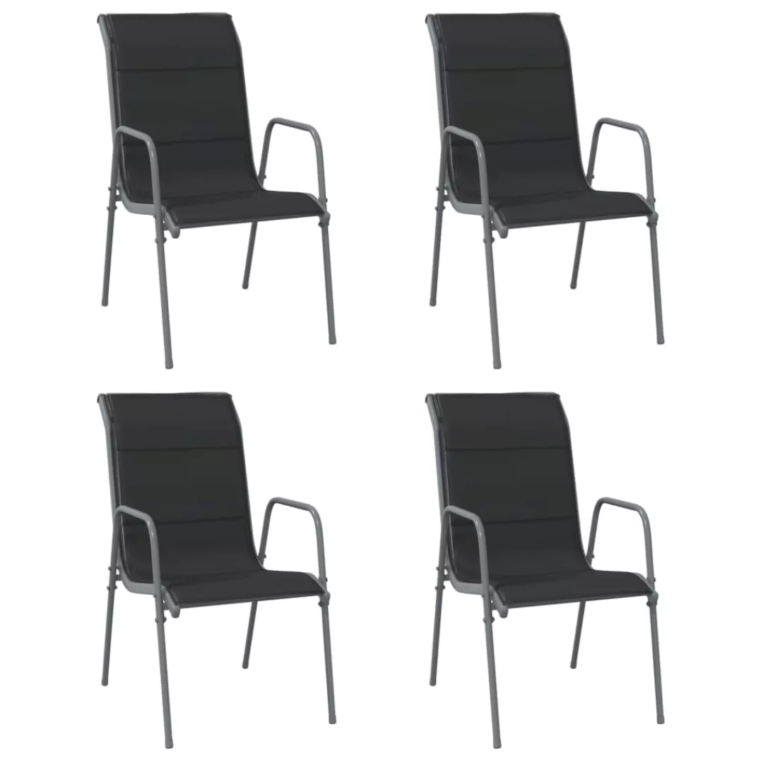 Vidaxl Gartenstühle 4 Stk. Stahl Und Textilene Schwarz günstig online kaufen