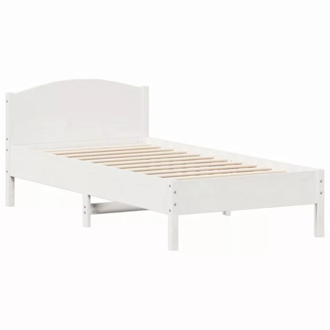 vidaXL Bettgestell Massivholzbett mit Kopfteil Weiß 90x190 cm Kiefer Bett B günstig online kaufen