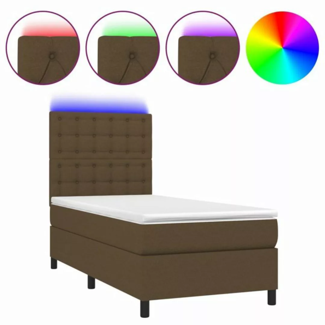 vidaXL Bett Boxspringbett mit Matratze & LED Dunkelbraun 90x200 cm Stoff günstig online kaufen