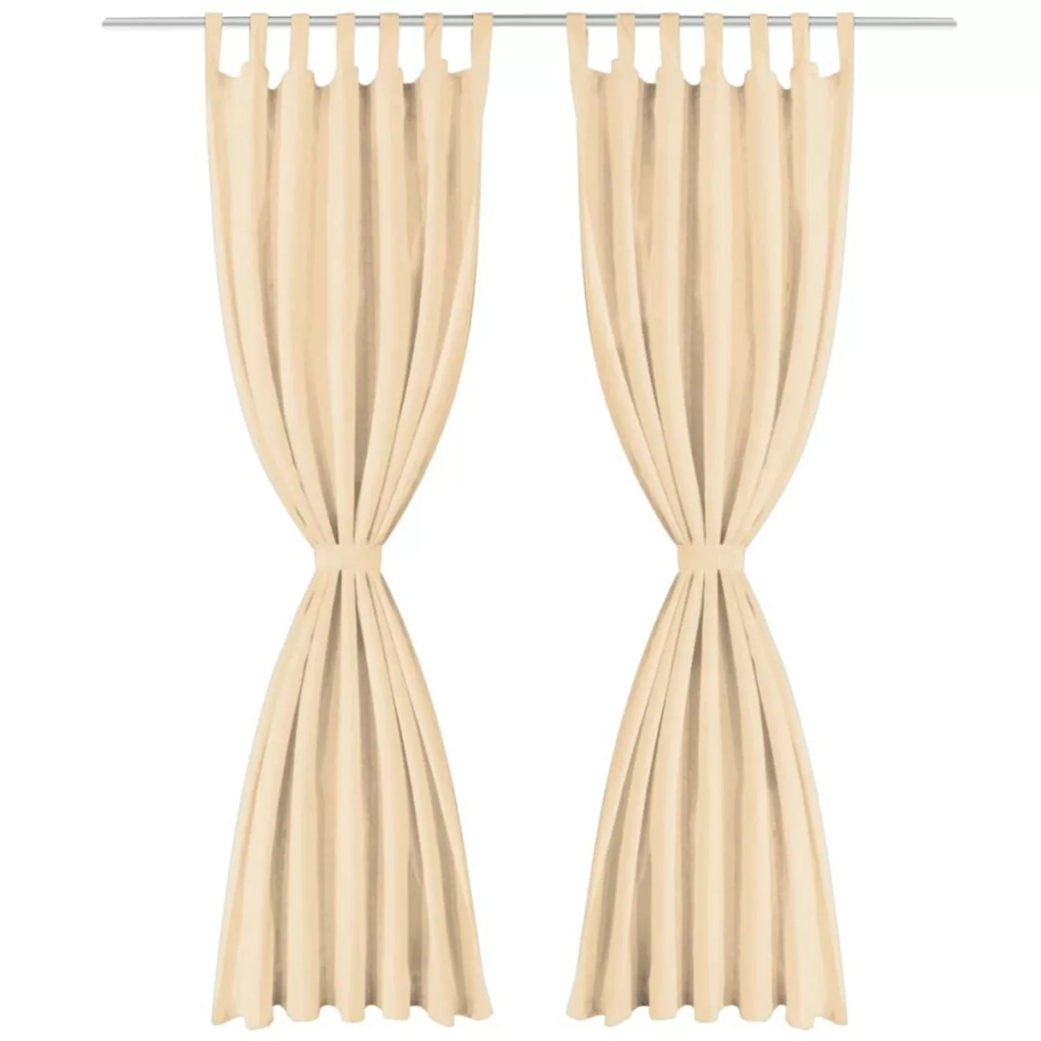 Vorhänge Aus Mikro-satin 2 Stk. Mit Schlaufen 140ã175 Cm Beige günstig online kaufen