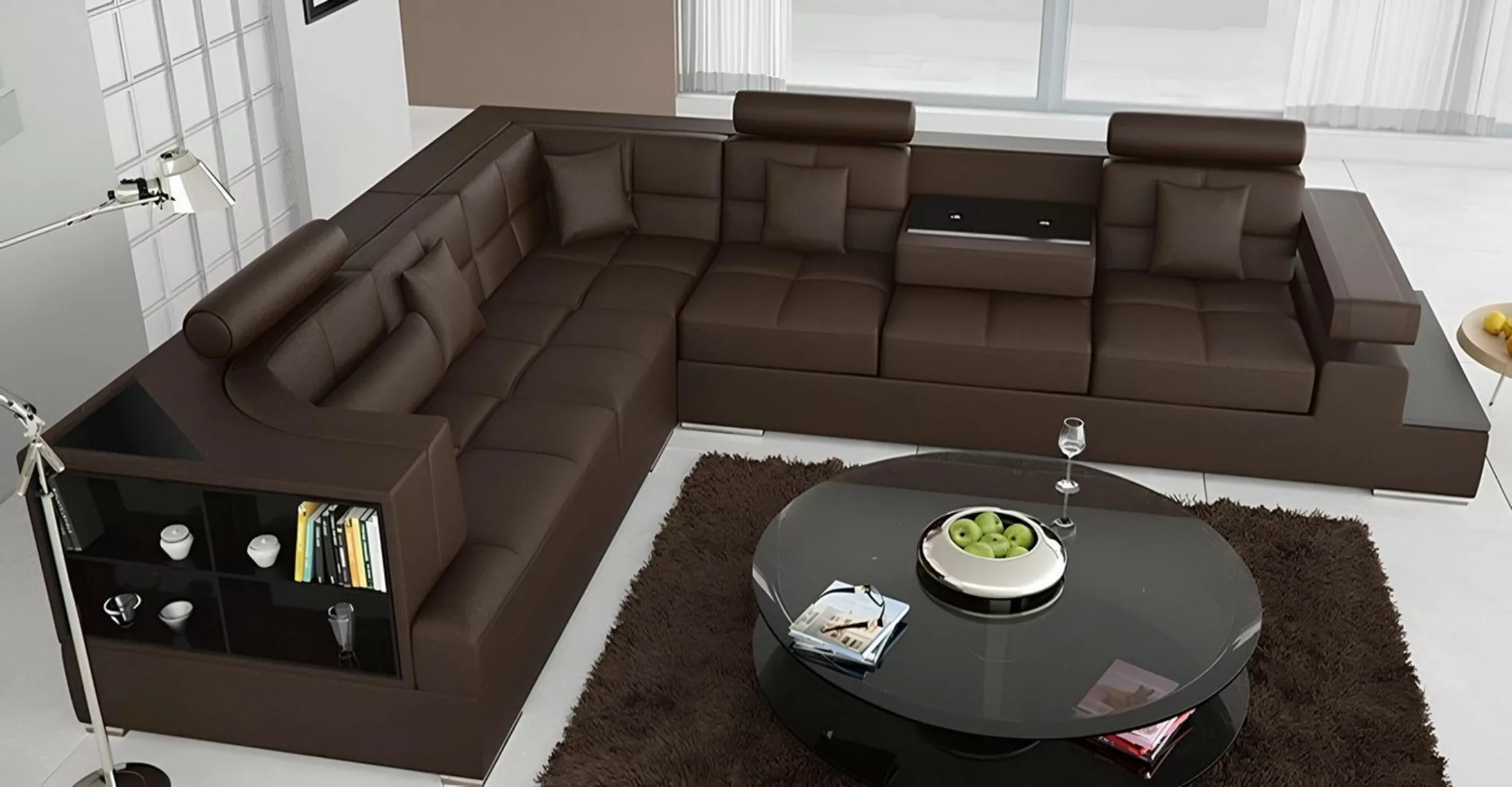 Xlmoebel Ecksofa Wohnlandschaft Eckcouch mit USB, Ledersofa Polster, Ecksof günstig online kaufen