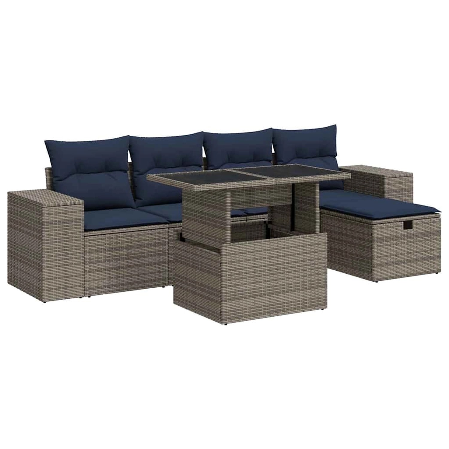 vidaXL 6-Tlg Garten-Sofagarnitur mit Kissen Braun Poly Rattan Akazie 332793 günstig online kaufen