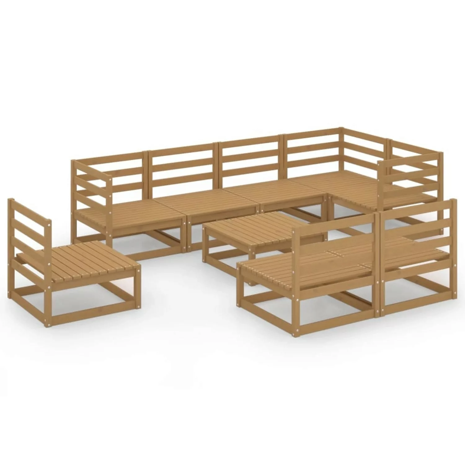 vidaXL 9-tlg Garten-Lounge-Set Honigbraun Massivholz Kiefer Modell 7 günstig online kaufen