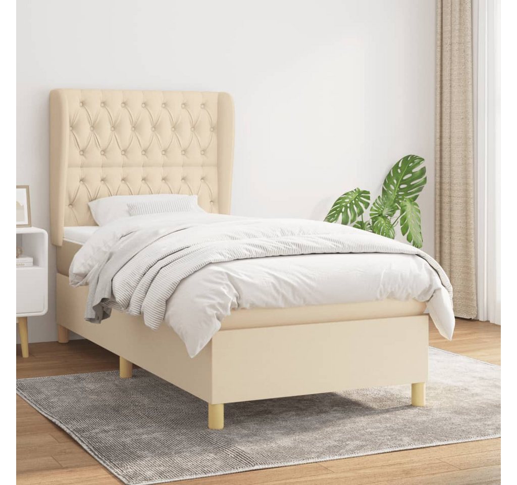 vidaXL Boxspringbett Boxspringbett mit Matratze Creme 90x200 cm Stoff Bett günstig online kaufen