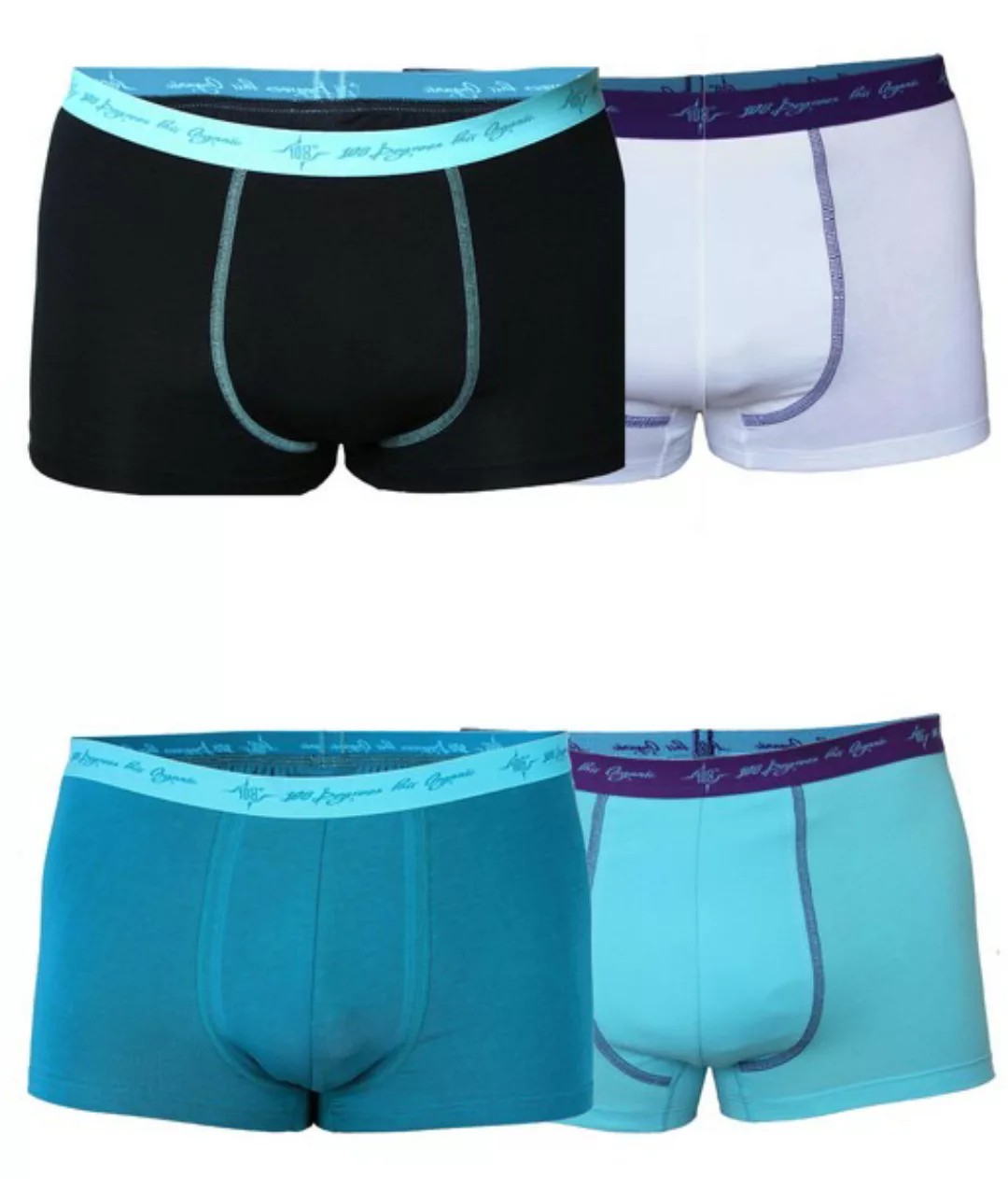 4er Mix Pack Herren Retro Pants Gots Petrol / Schwarz Mint / Aqua / White günstig online kaufen