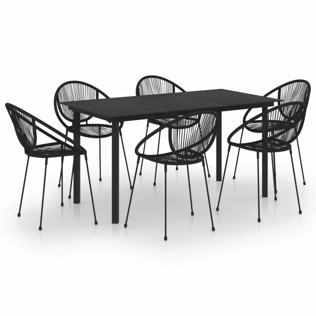 7-tlg. Garten-essgruppe Pvc Rattan Schwarz günstig online kaufen