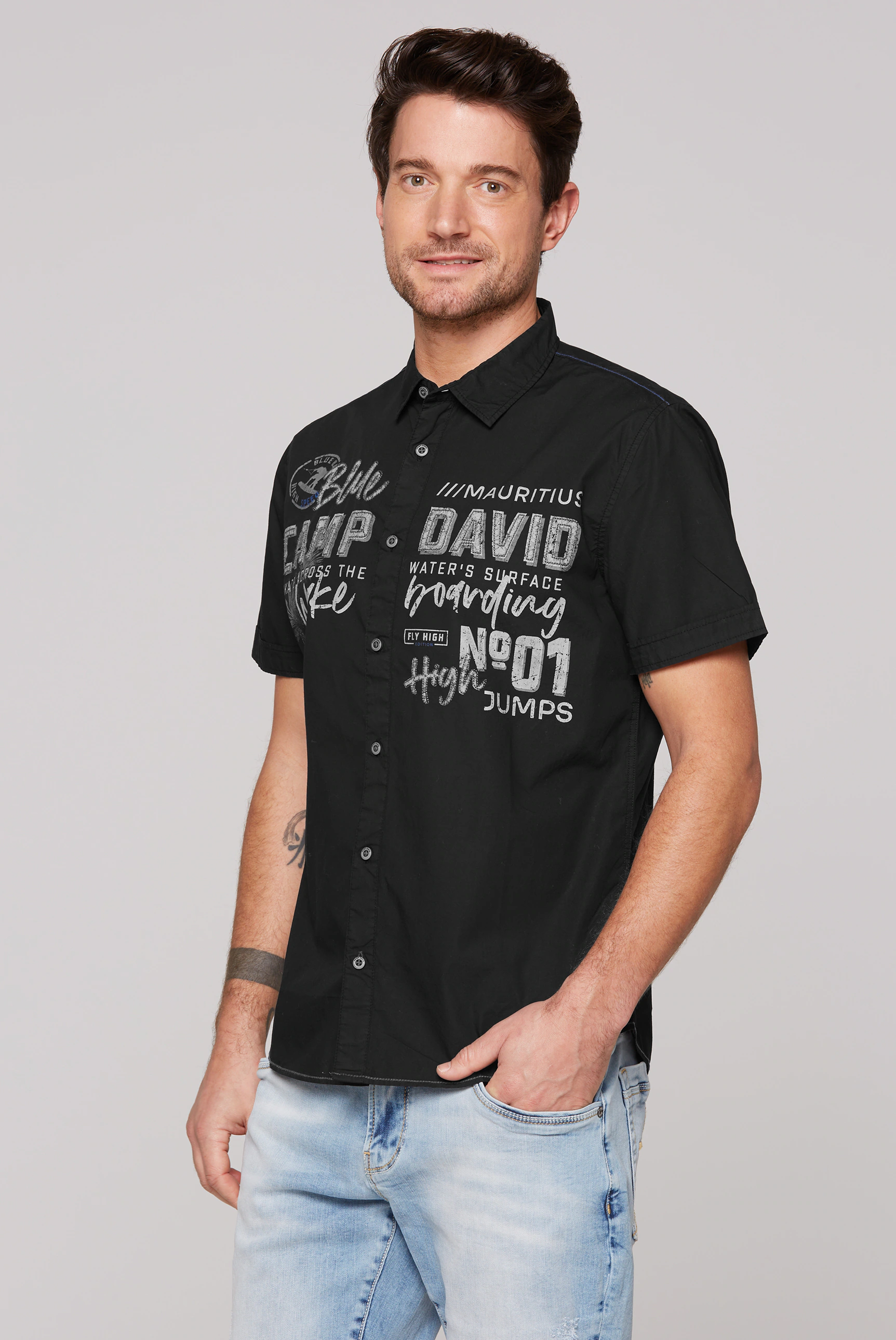 CAMP DAVID Kurzarmhemd, mit Stickerei günstig online kaufen