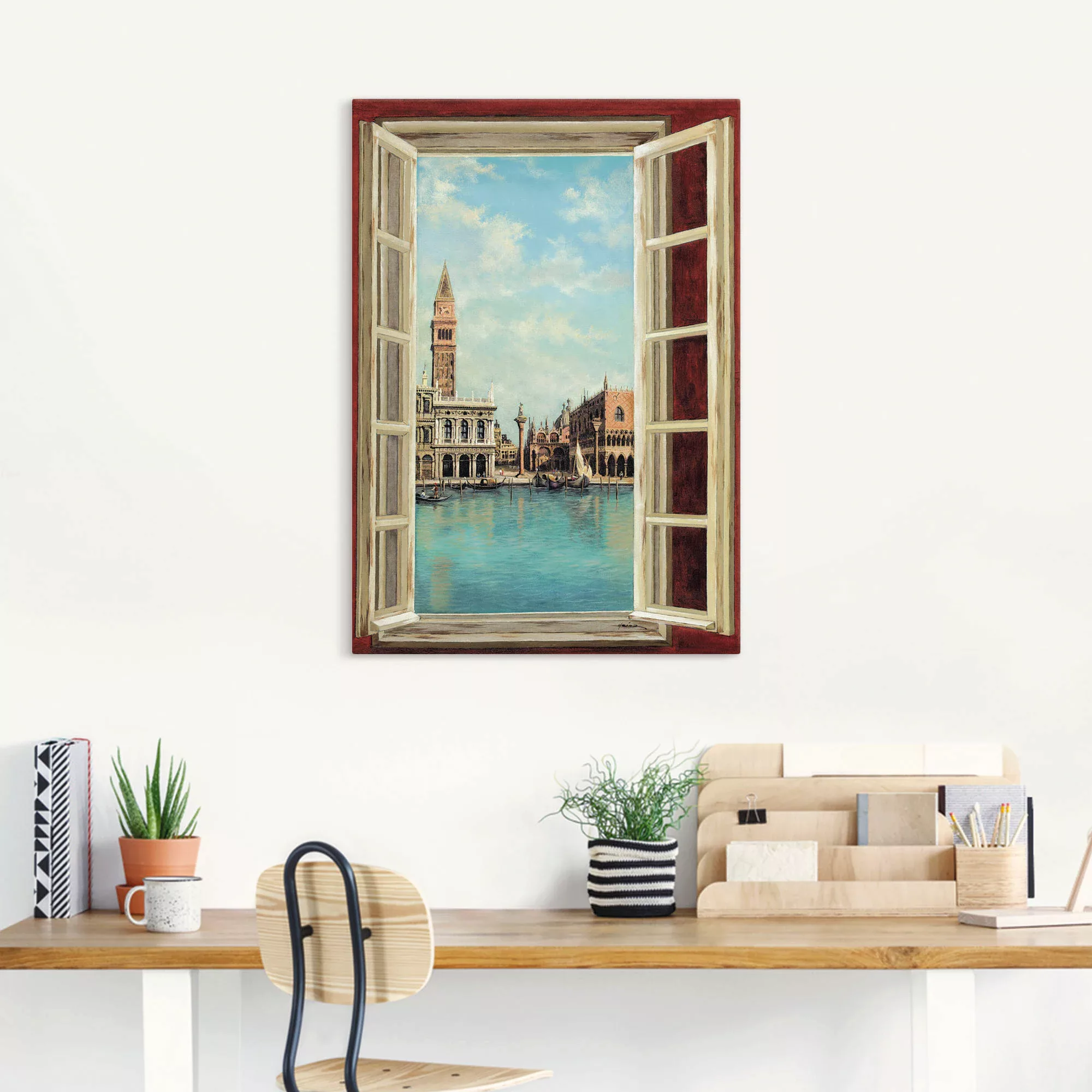 Artland Wandbild "Fenster mit Blick auf Venedig", Fensterblick, (1 St.) günstig online kaufen
