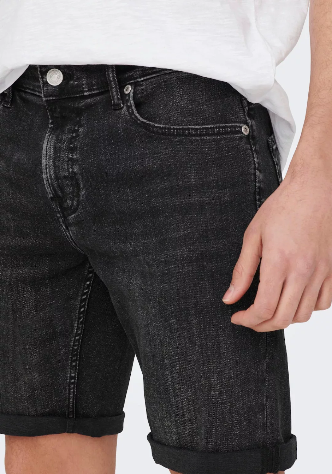 Only & Sons Herren Jeans Short ONSPLY 5192 - Regular Fit - Schwarz - Washed günstig online kaufen