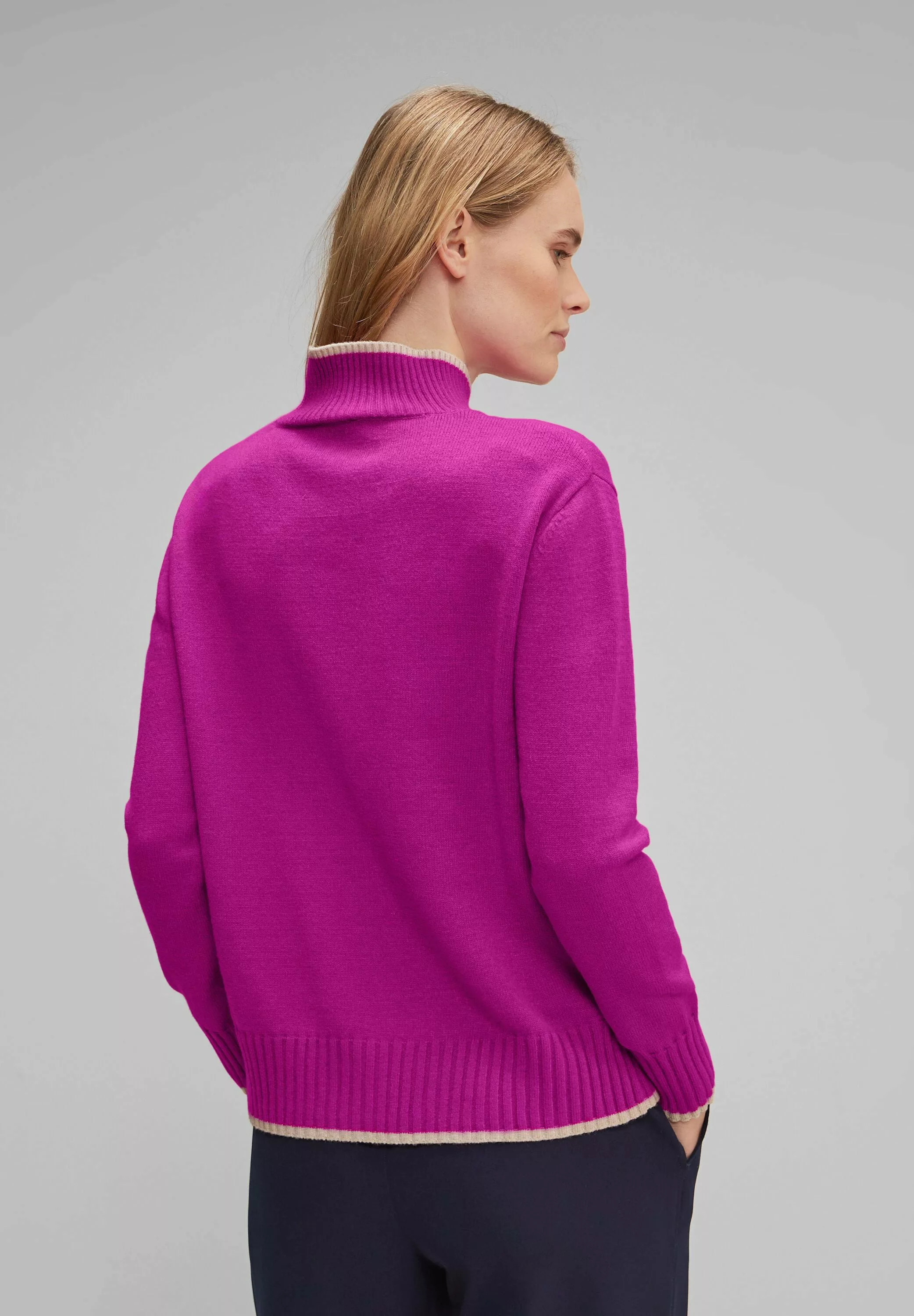 STREET ONE Stehkragenpullover, in Unifarbe günstig online kaufen