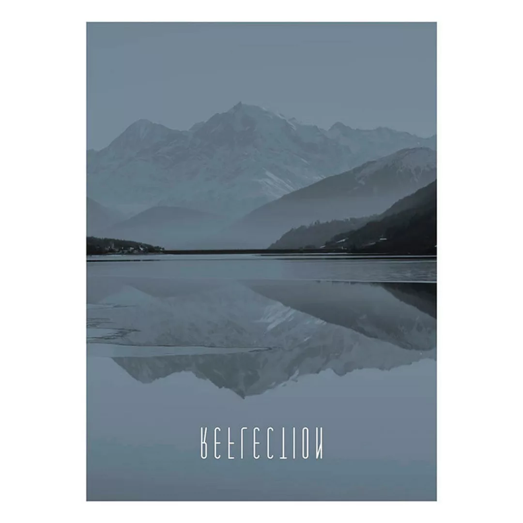 Komar Poster Word Lake Reflection Steel Natur B/L: ca. 30x40 cm günstig online kaufen