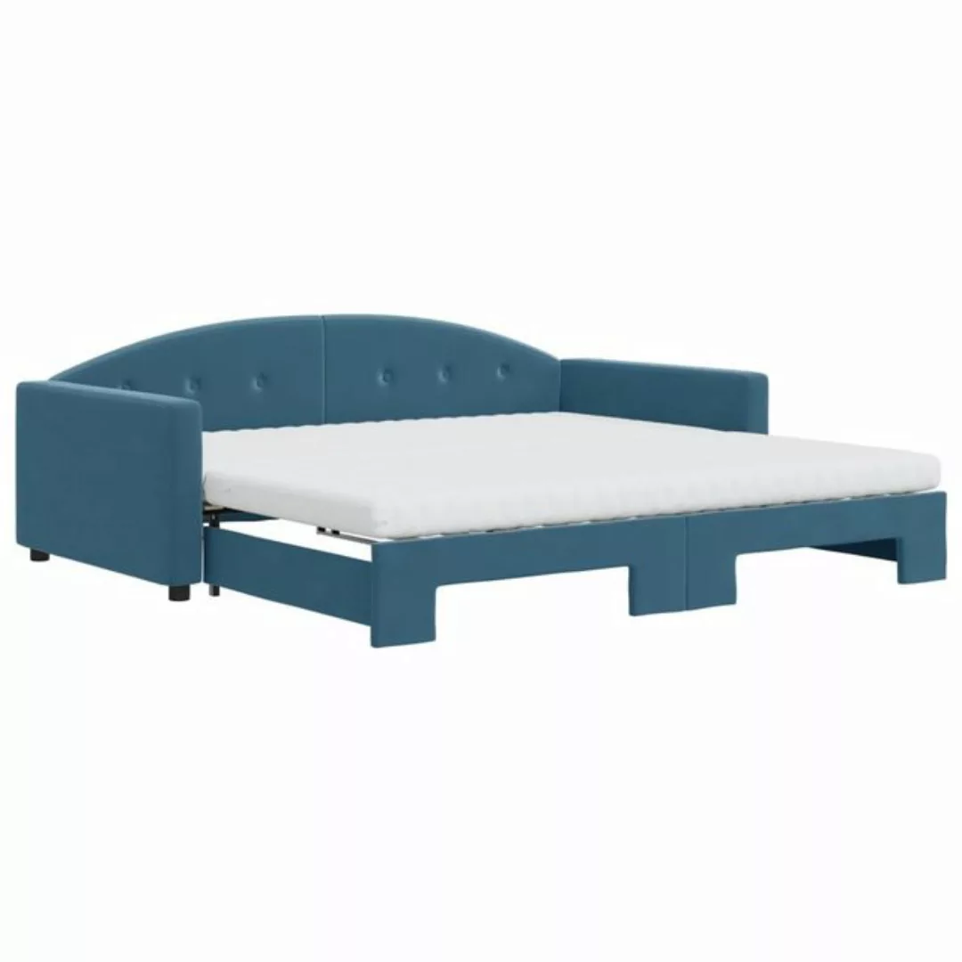 vidaXL Gästebett Gästebett Tagesbett Ausziehbar mit Matratzen Blau 100x200 günstig online kaufen