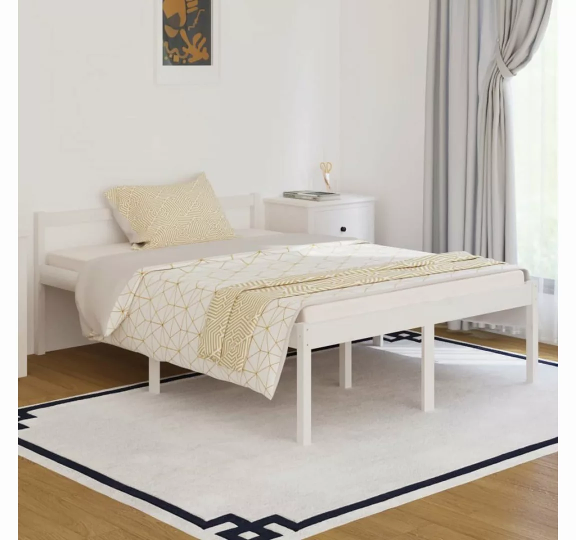 furnicato Bett Seniorenbett Weiß 140x190 cm Massivholz Kiefer günstig online kaufen