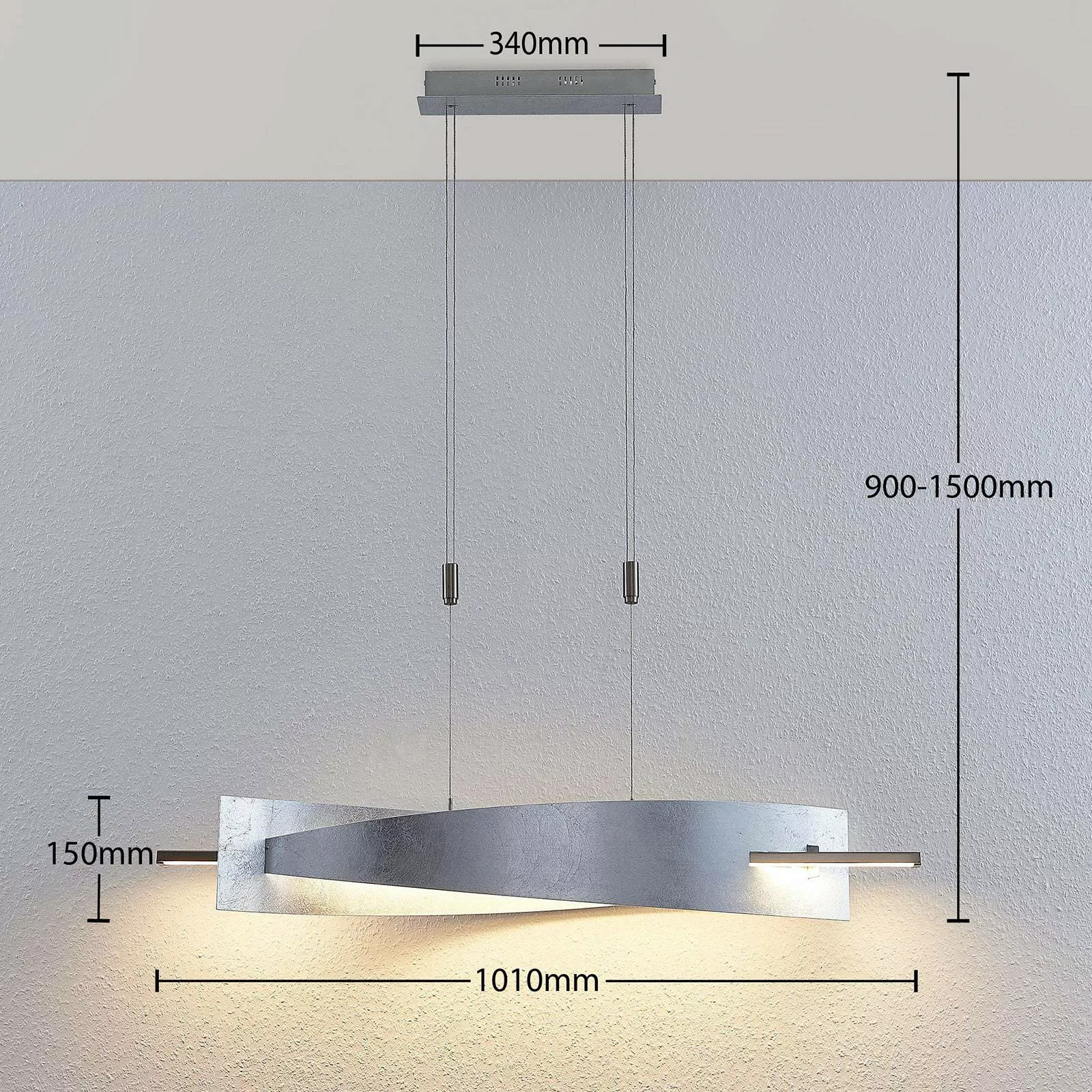 LED-Hängeleuchte Marija, Blende senkrecht, silber günstig online kaufen