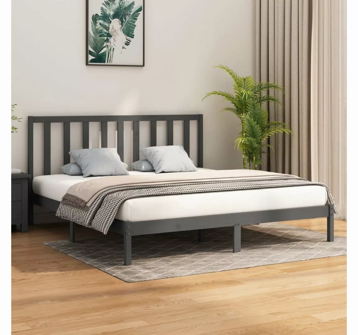 furnicato Bett Massivholzbett Grau 200x200 cm günstig online kaufen