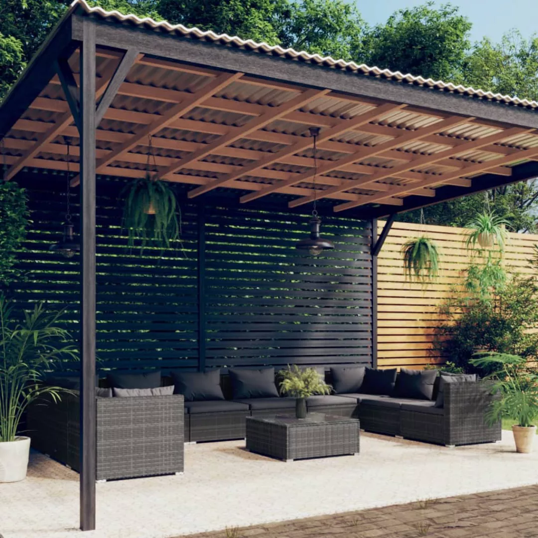 Vidaxl 11-tlg. Garten-lounge-set Mit Kissen Poly Rattan Grau günstig online kaufen