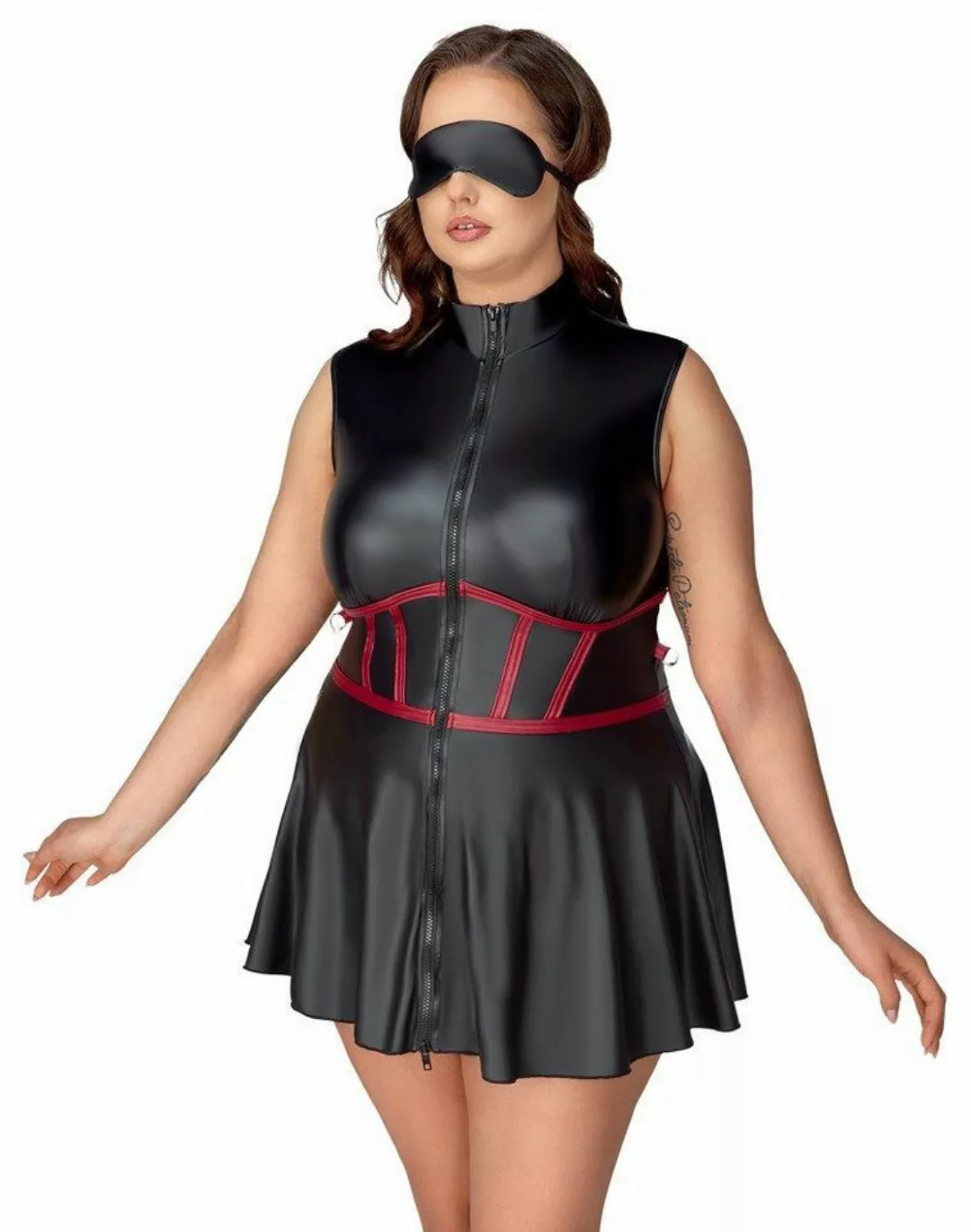 Cottelli Bondage Minikleid Wetlook Kleid mit Reißverschluss Plus Size - sch günstig online kaufen