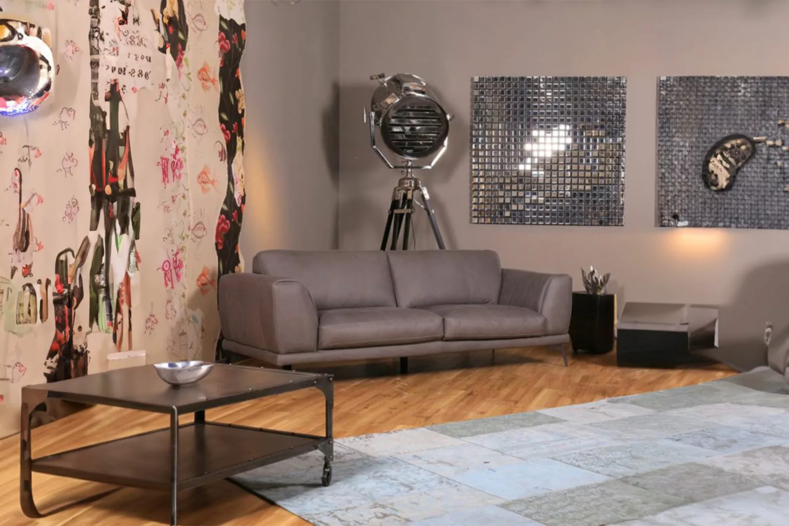 KAWOLA Sofa Deside 3-Sitzer Leder Pallino grau 225x100x82cm (B/T/H) günstig online kaufen