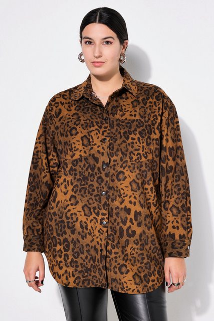 Studio Untold Hemdbluse Cord-Hemd Oversize Shape Leoprint günstig online kaufen