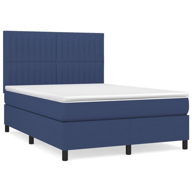 vidaXL Boxspringbett Boxspringbett mit Matratze Blau 140x190 cm Stoff Bett günstig online kaufen
