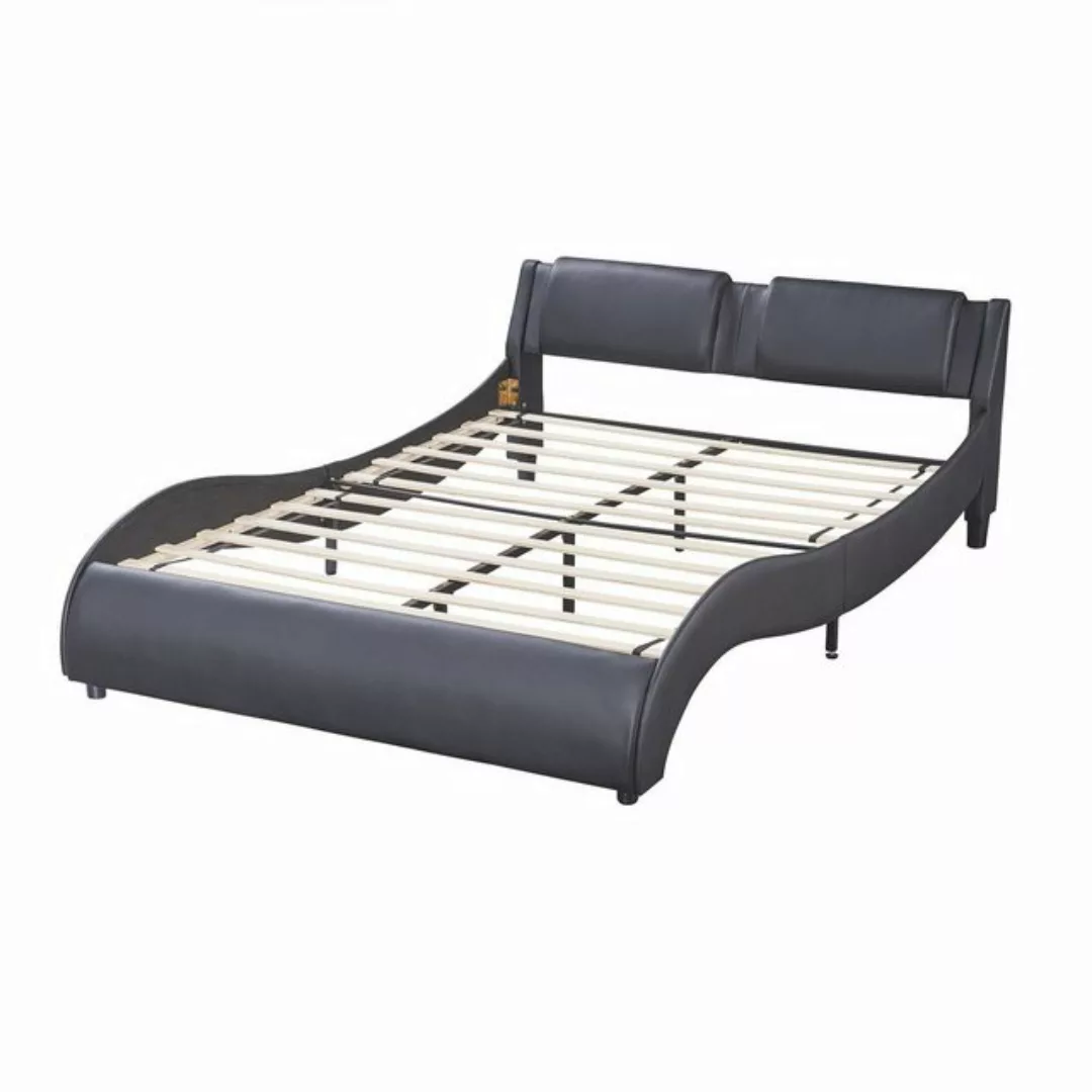 Gotagee Polsterbett Doppelbett 140X200cm LED Kunstleder Bett Lattenrost Bet günstig online kaufen