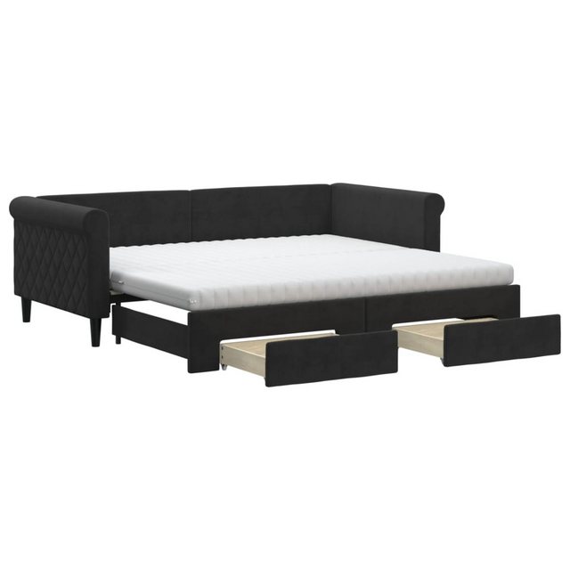 vidaXL Bett Tagesbett Ausziehbar mit Schubladen Schwarz 90x190 cm Samt günstig online kaufen