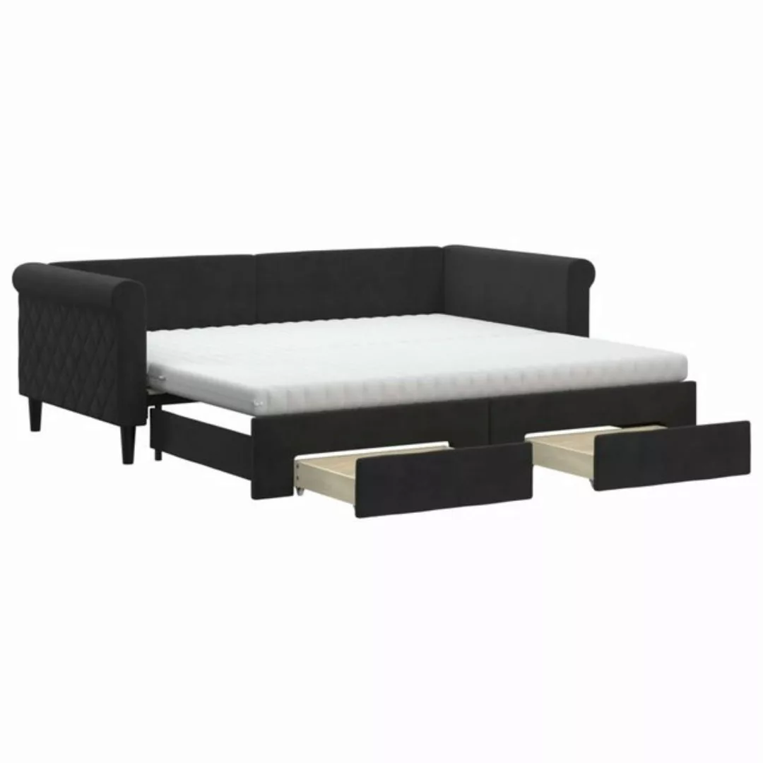 vidaXL Bett Tagesbett Ausziehbar mit Schubladen Schwarz 90x190 cm Samt günstig online kaufen