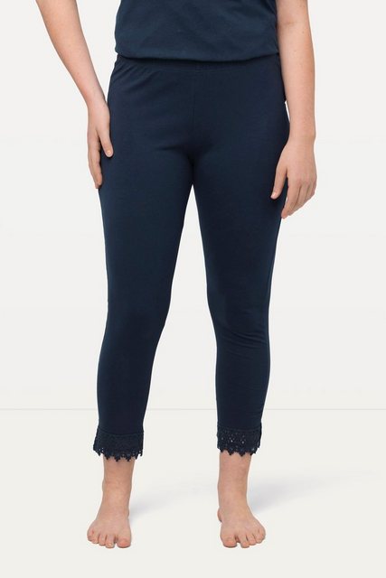 Ulla Popken Funktionshose 7/8-Leggings Saumspitze Biobaumwolle günstig online kaufen