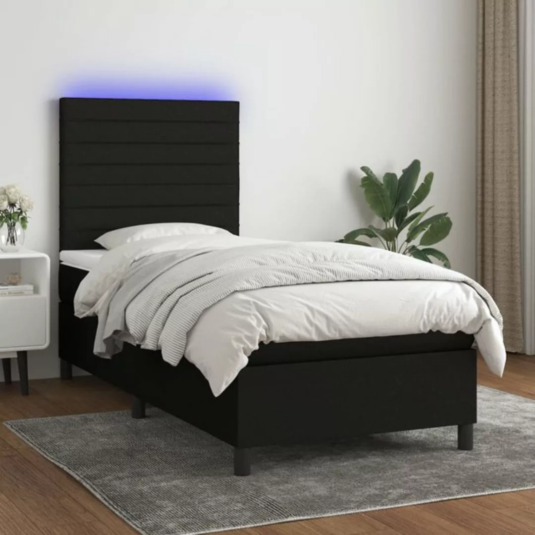 vidaXL Bett Boxspringbett mit Matratze & LED Dunkelbraun 80x200 cm Stoff günstig online kaufen
