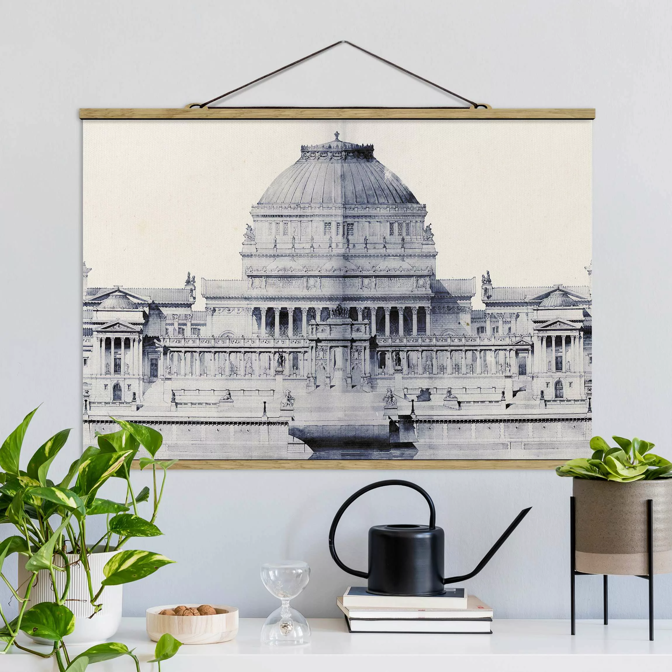 Stoffbild Architektur mit Posterleisten - Querformat Prix de Rome Skizze I günstig online kaufen