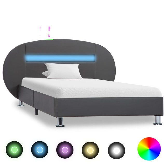 vidaXL Bett Bettgestell mit LED Schwarz Kunstleder 90x200 cm günstig online kaufen