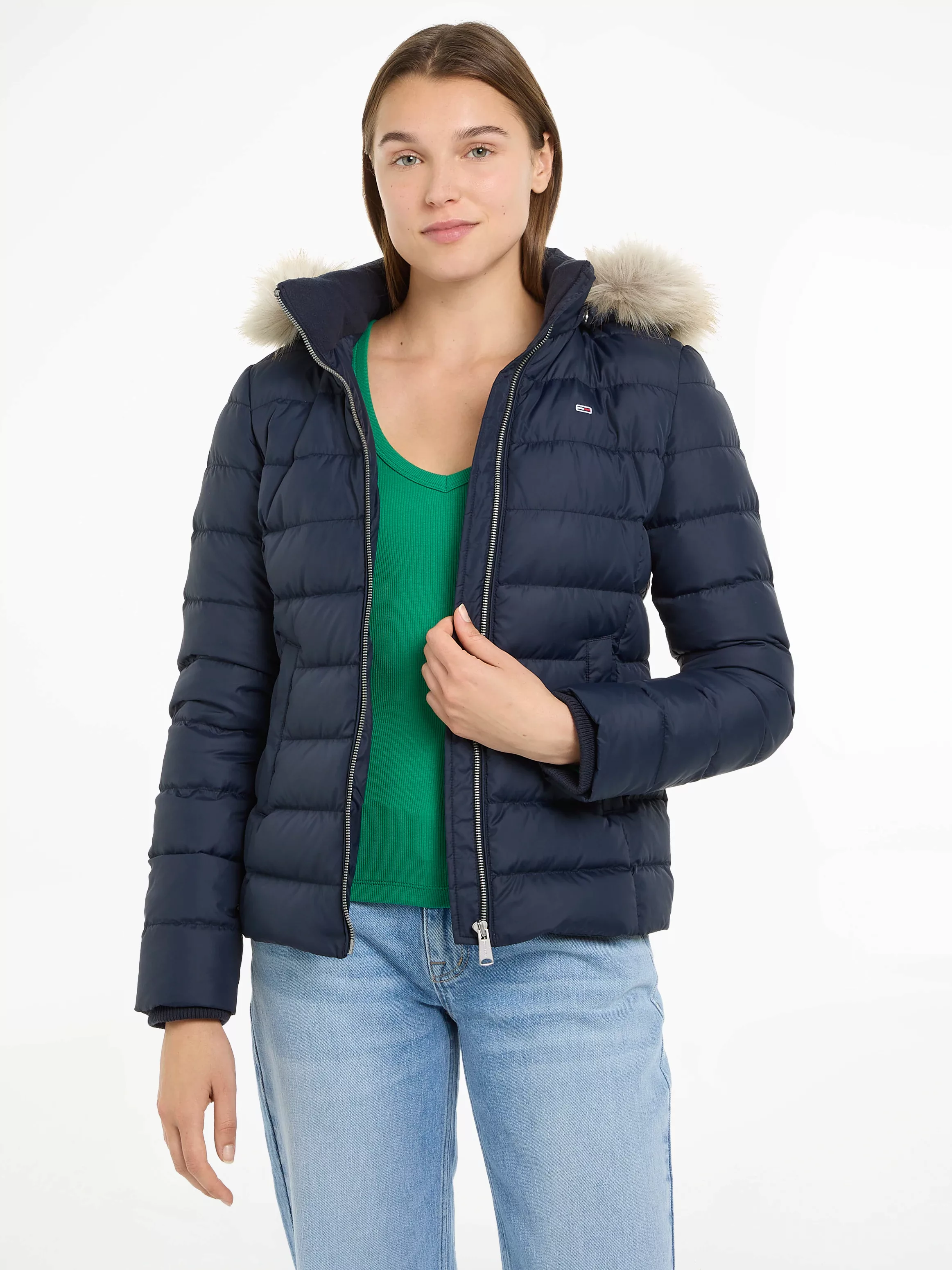 Tommy Jeans Steppjacke TJW BASIC HOODED DOWN JACKET EXT mit Logostickerei günstig online kaufen