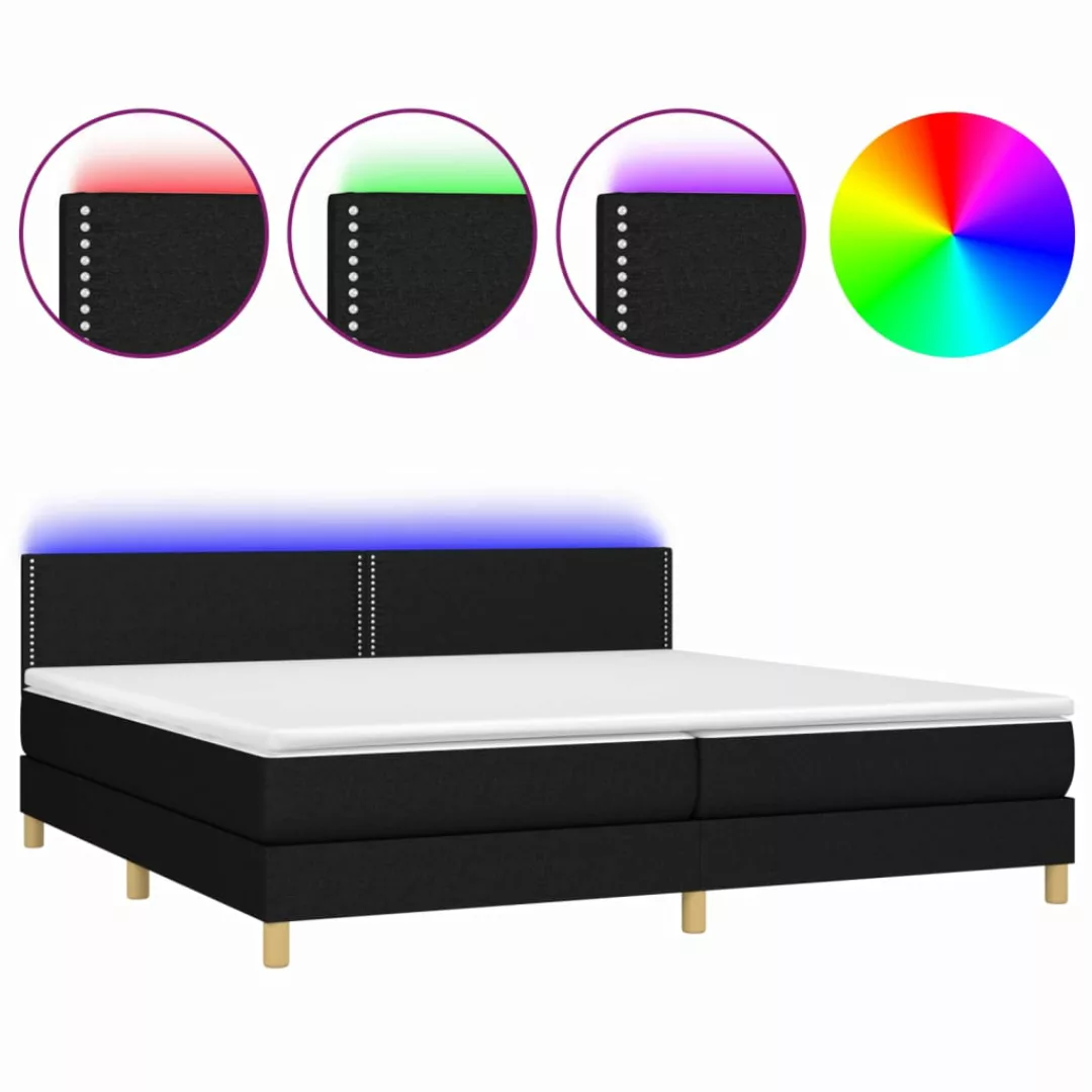 Vidaxl Boxspringbett Mit Matratze & Led Schwarz 200x200 Cm Stoff günstig online kaufen