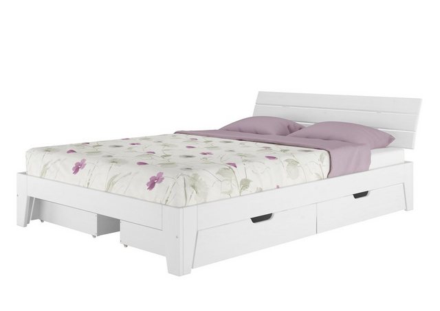 ERST-HOLZ Bett Komfortables Futonbett 160x200 Kiefer massiv weiß mit Staura günstig online kaufen