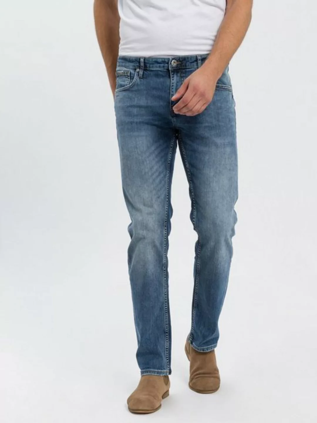 Cross Jeans Herren Jeans Damien - Slim Fit - Blau - Mid Blue günstig online kaufen