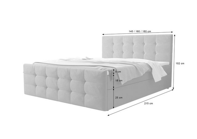 B&B Home Boxspringbett Coria II (H3 Matratze Bonellfederung, Kopfteil, Bett günstig online kaufen