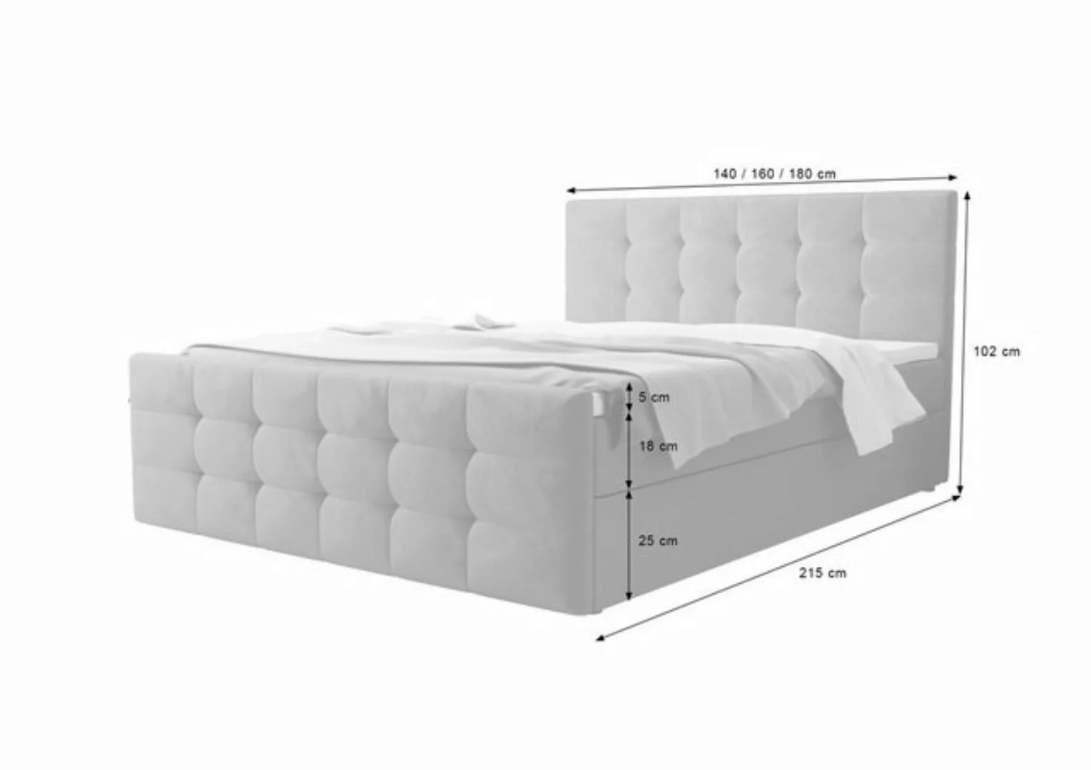 B&B Home Boxspringbett Coria II (H3 Matratze Bonellfederung, Kopfteil, Bett günstig online kaufen