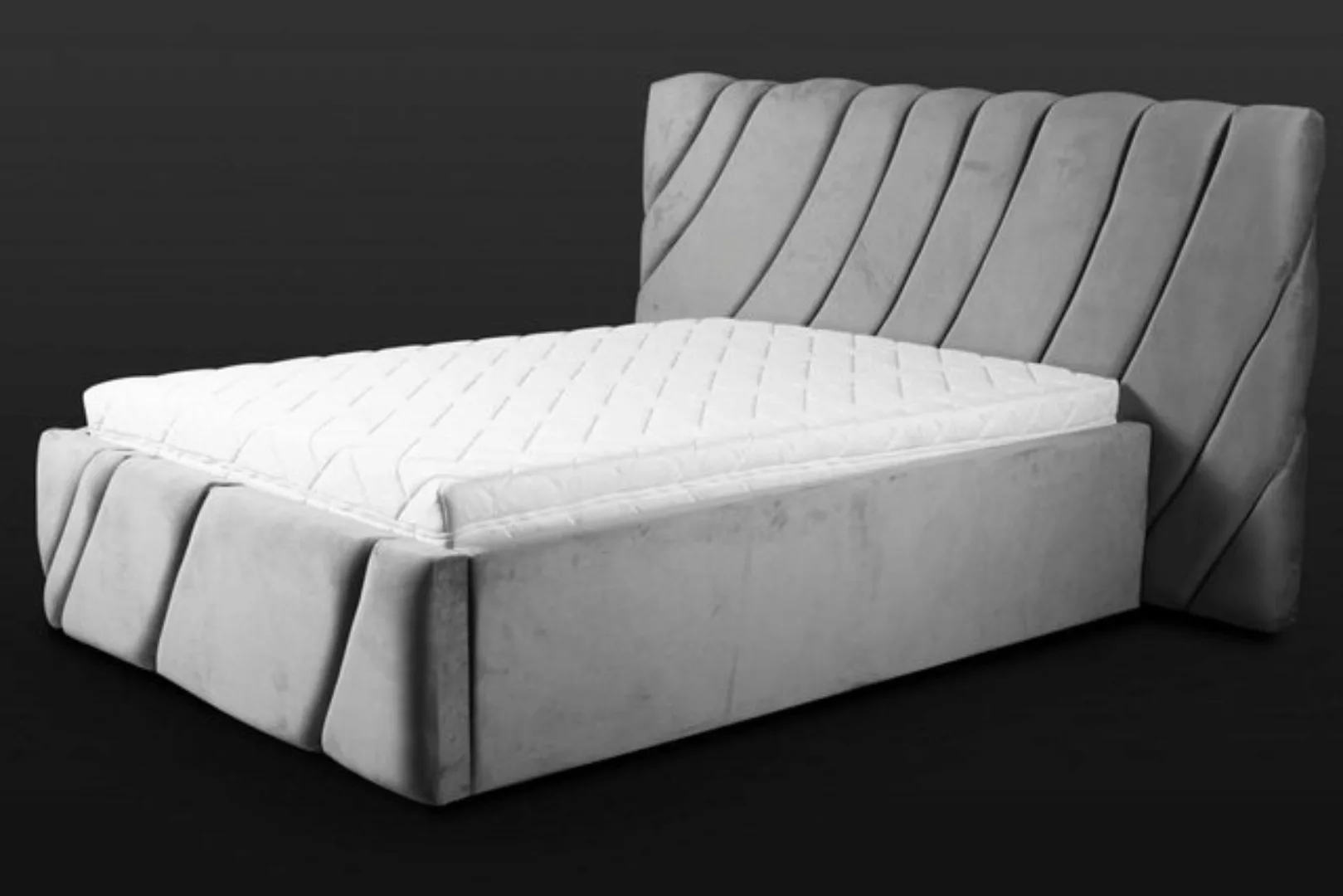 JVmoebel Bett Graues Bett Samt Betten Doppelbett 140x200 Design Betten Einr günstig online kaufen